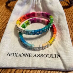 Roxanne Assoulin Multicolor Rainbow Tile Bracelet Set with Crystals